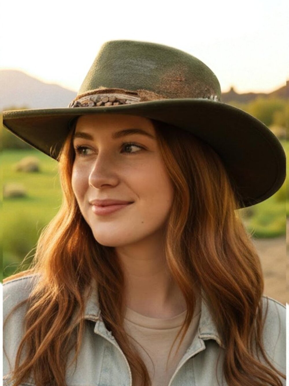 Distressed Vintage Designed Cowboy Cowgirl Hat Western Fedora Hat